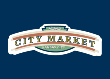 Illustration of the sign at River Market that reads "Historic City Market - Kansas City"