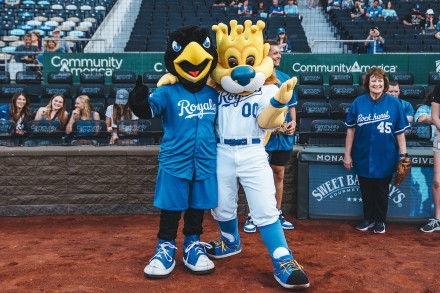 Rock E. Hawk and Royals Mascot Slugger at the Royals Game